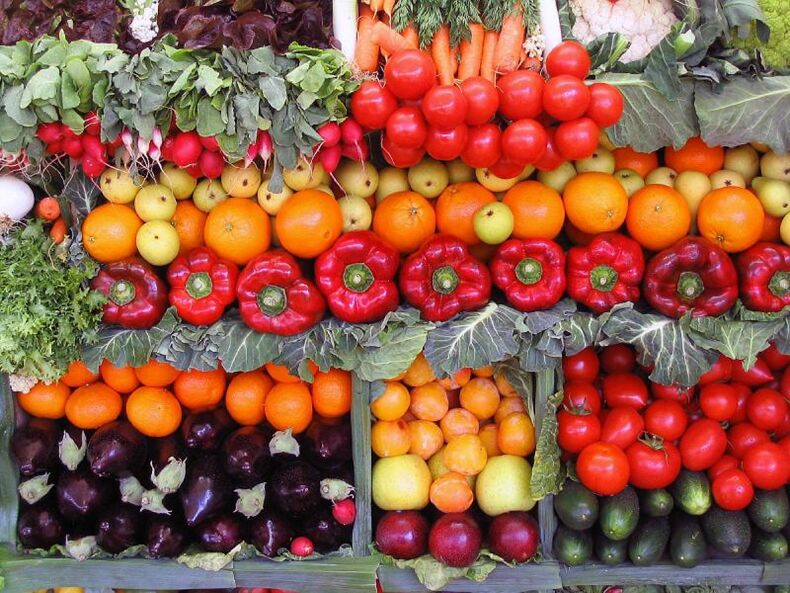 Vitamine für die Wirksamkeit in Obst und Gemüse